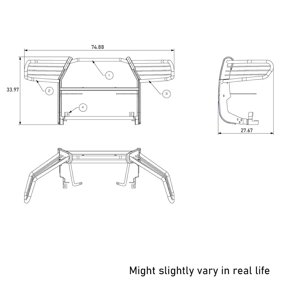 Black Horse Offroad 17a096402mss-Plfr Grille Guard||||95||blk17a096402r||2007084