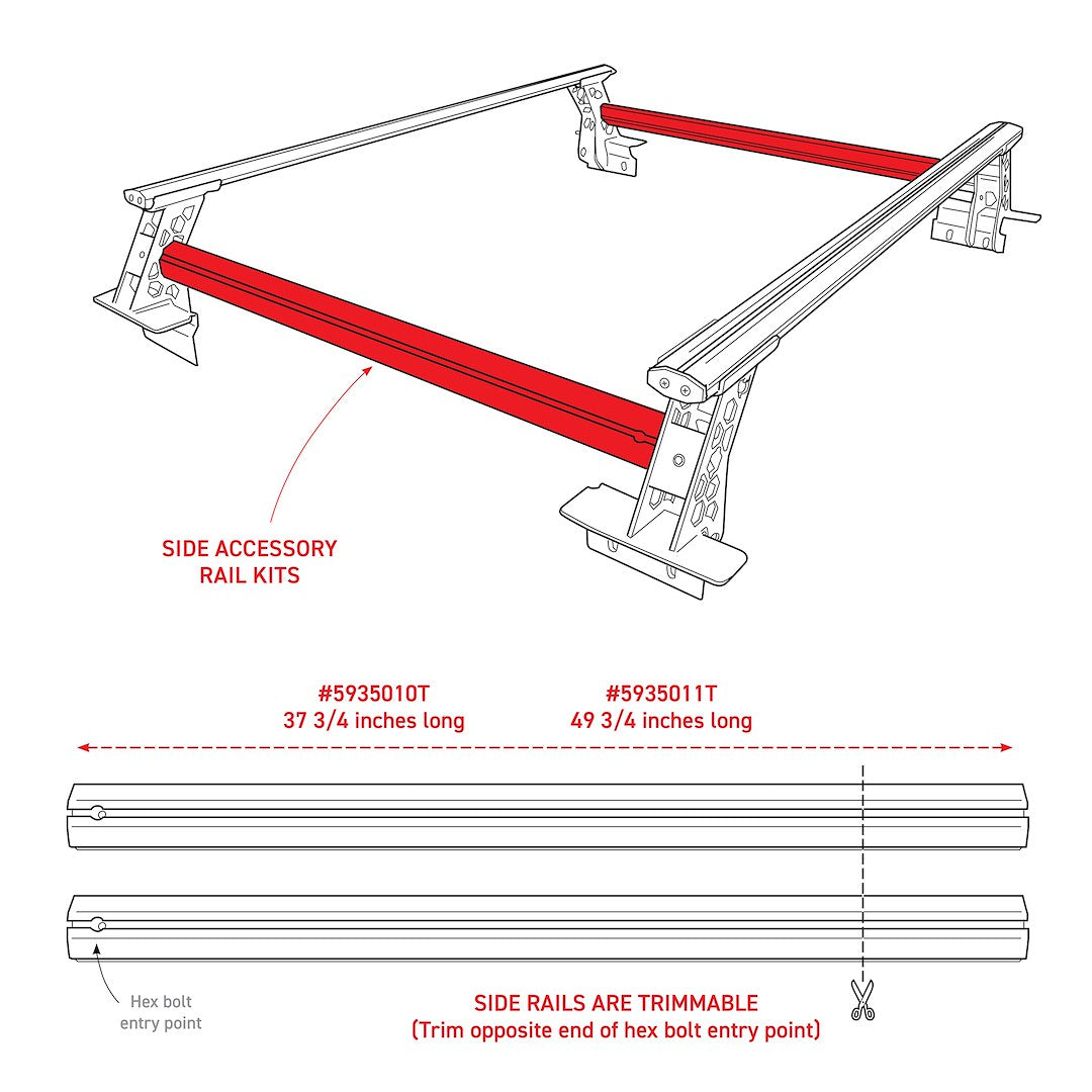 Product of Go Rhino 5935010t Bed Cargo Rack Side Rail