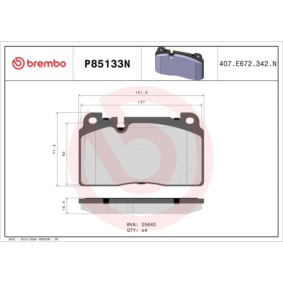 Brembo P85133n Brake Pad||p85133n_Drw.Jpg||89||brmp85133n||1754438