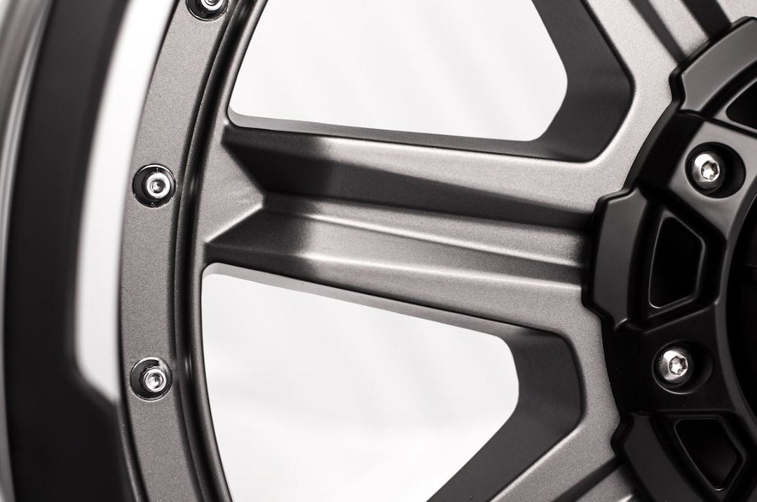 Product of Grid Wheels 17x9 Anthracite Gray With Black Lip Wheel - 6x5.31 Bolt Pattern