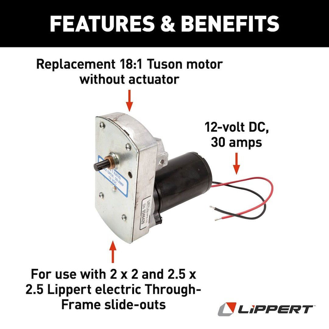 Product of Lippert Components 132682 1/2 Horsepower Lippert 2 X 2 And 2.5 X 2.5 Electric Through Frame Slide Outs Slide Out Motor
