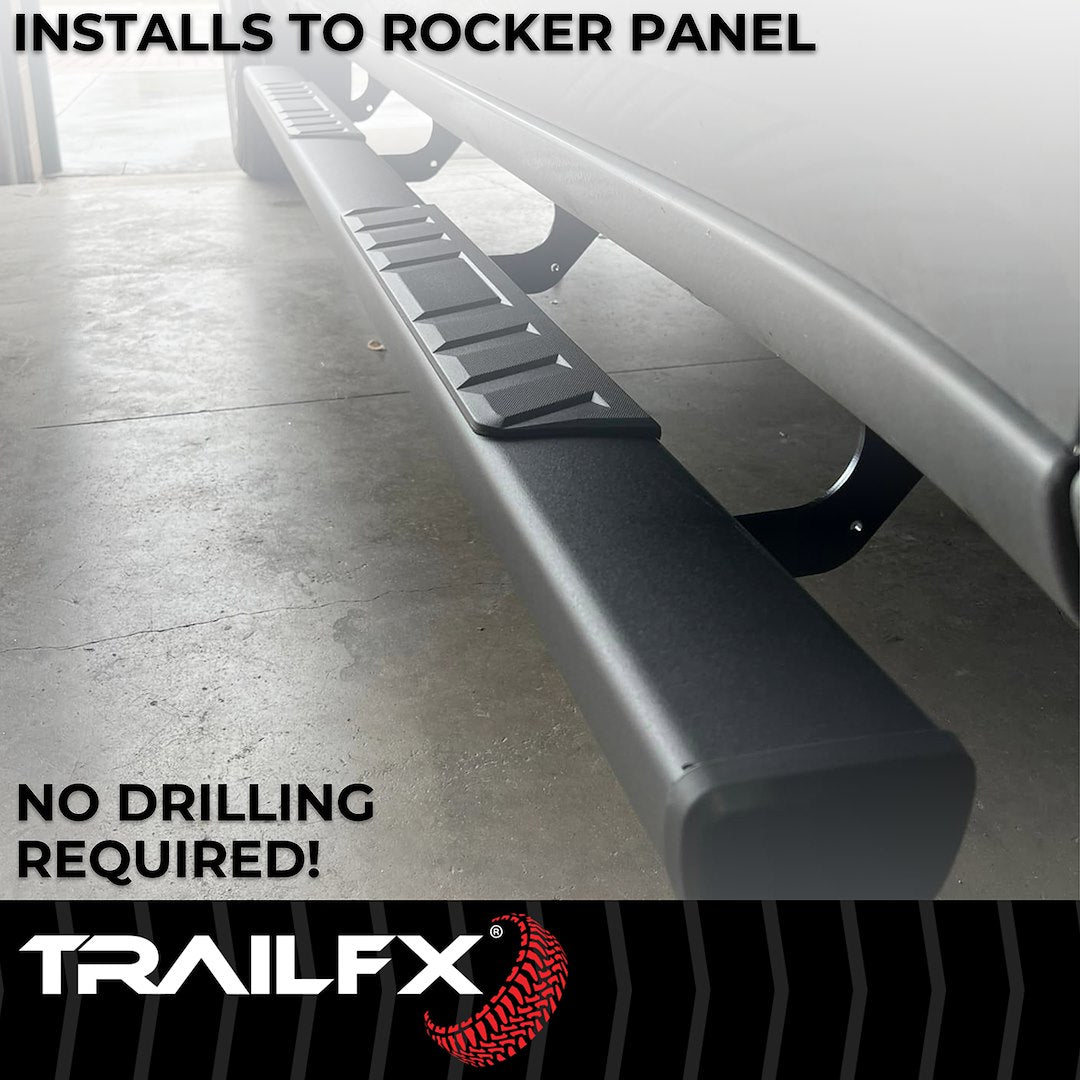 Product of TrailFX A4007B TFX 4" Trapezoid Side Steps Nerf Bar With Surface Steps