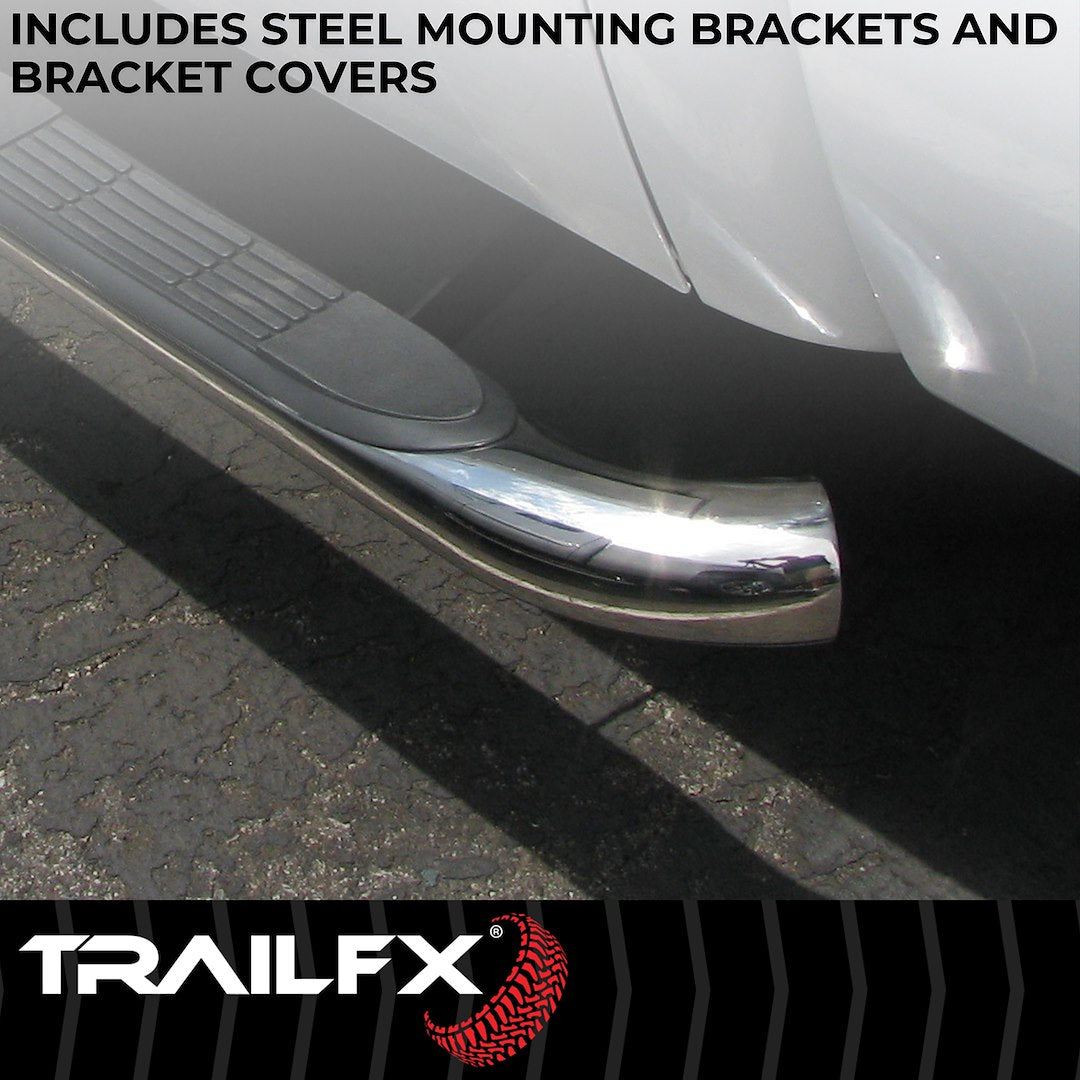 Product of TrailFX 1150540071 TFX Round Tube Side Steps Nerf Bar With Surface Steps