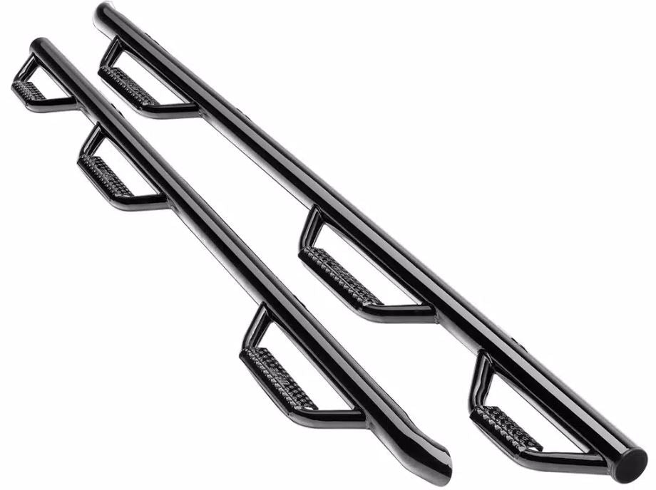 Product of N-Fab C17105CC-6 Black Gloss Textured Powder Coated Round Nerf Bar - Truck Wheel To Wheel