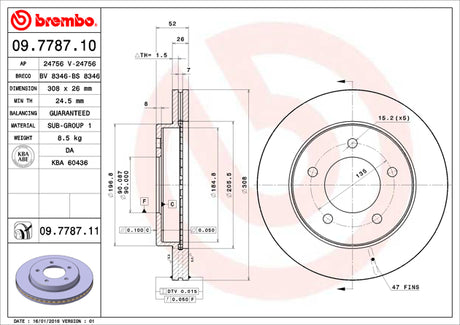 Product of Brembo 09778711C02 Vented 1 Piece Brake Rotor