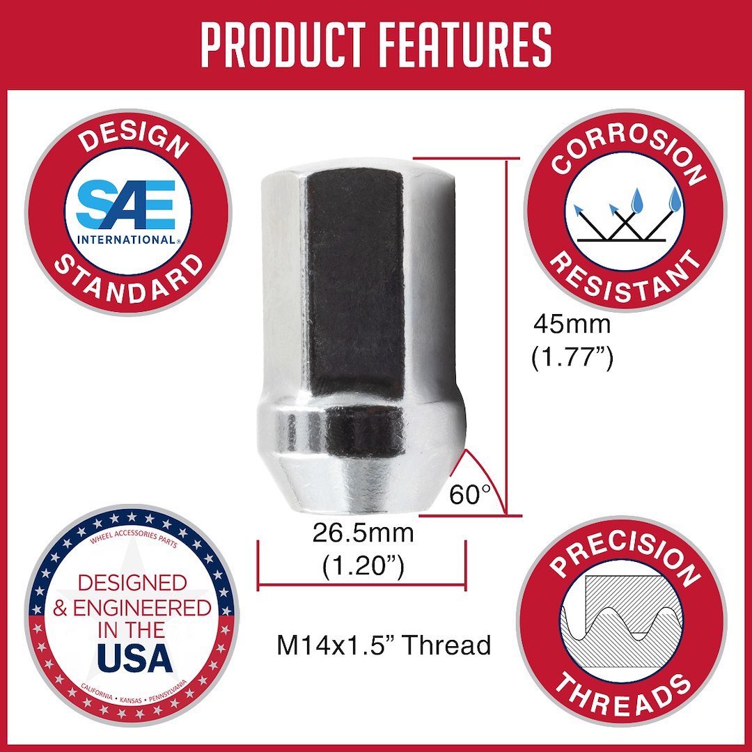 Product of Coyote Wheel Accessories 531148L 60 Degree Conical 14x1.5 Lug Nut