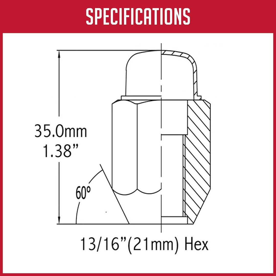 Product of Coyote Wheel Accessories 841141 60 Degree Conical 7/16x20 Left Hand Lug Nut