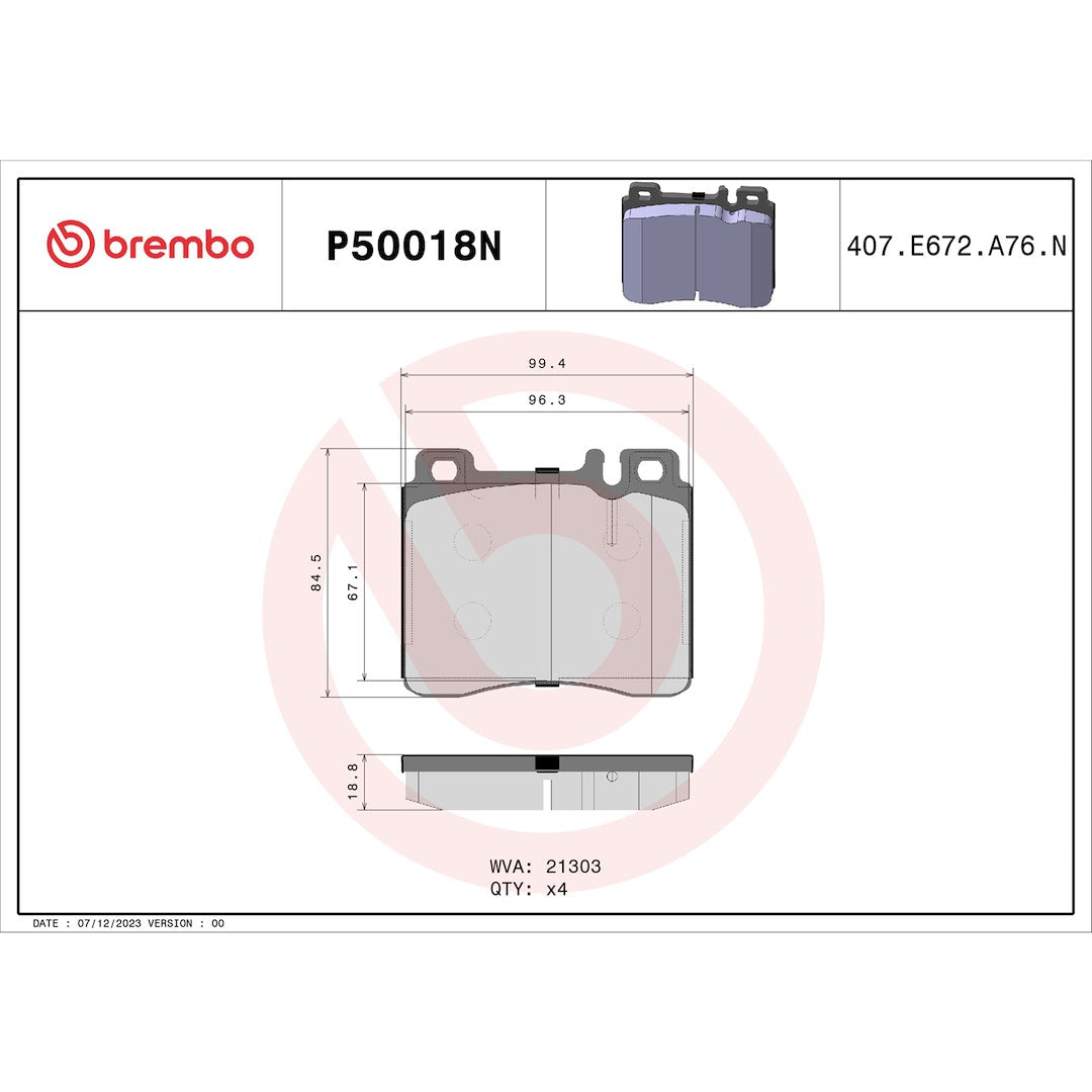 Brembo P50018n Brake Pad||p50018n_Drw.Jpg||87||brmp50018n||1753333