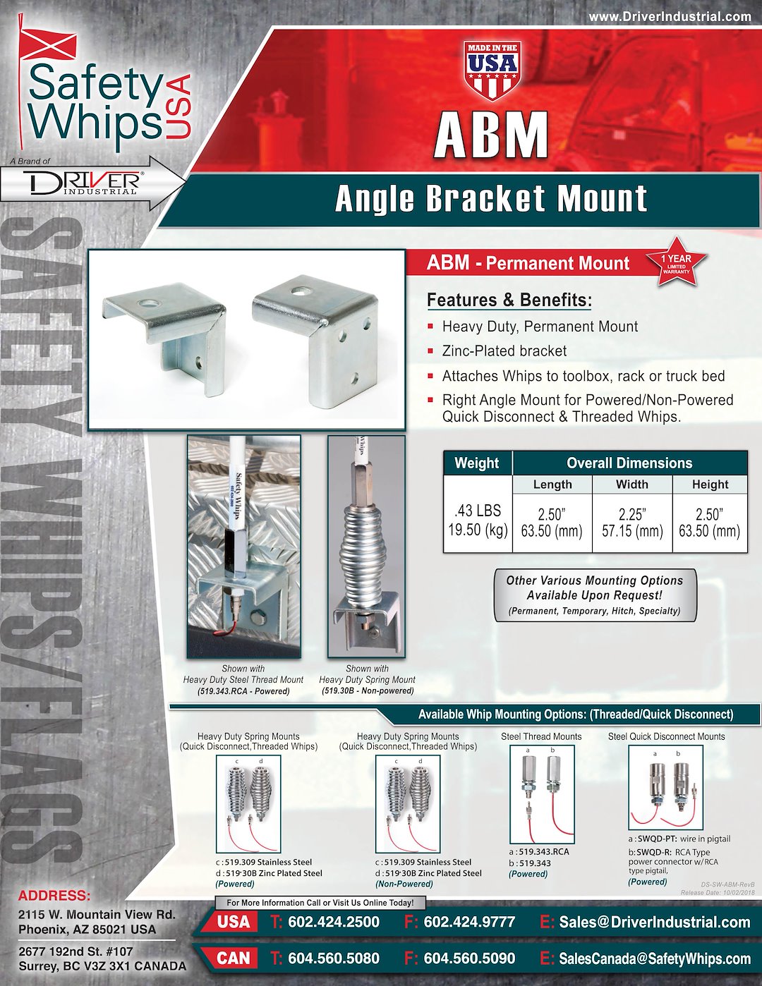 Driver Industrial Opco Llc Abm Warning Whip Mount||ds-Sw-Abm-Revb.Jpg||87||drvabm||886215
