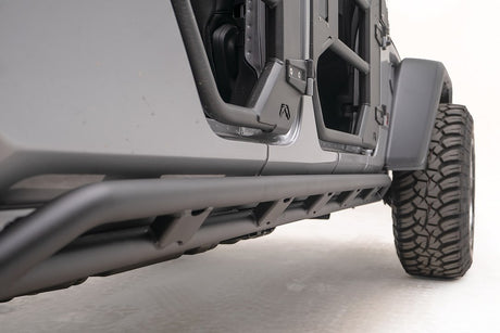 Product of Fab Fours JT20-G1850-1 Black Steel Oval Tube Rocker Panel Guard