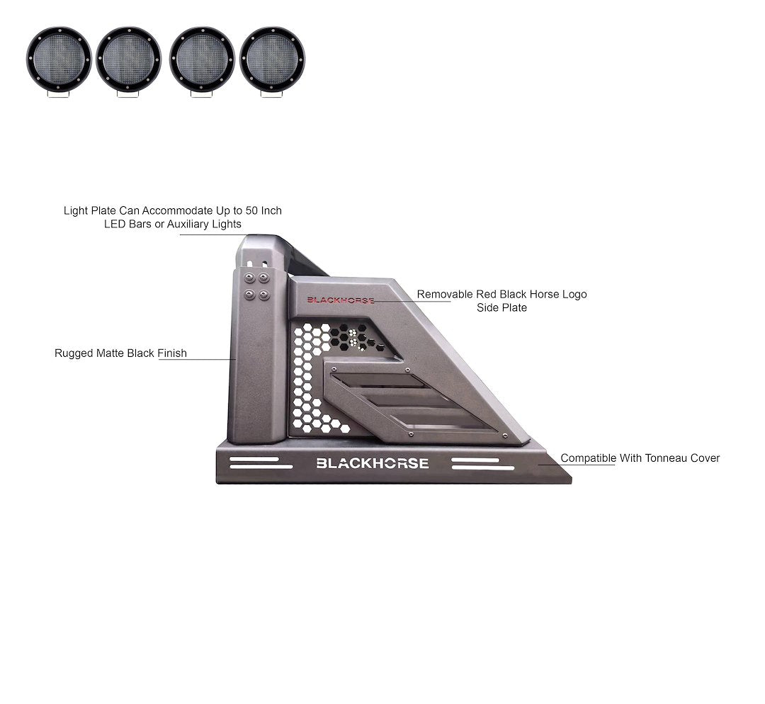 Product of Black Horse Offroad AR2-05B-PLFB  Truck Bed Bar