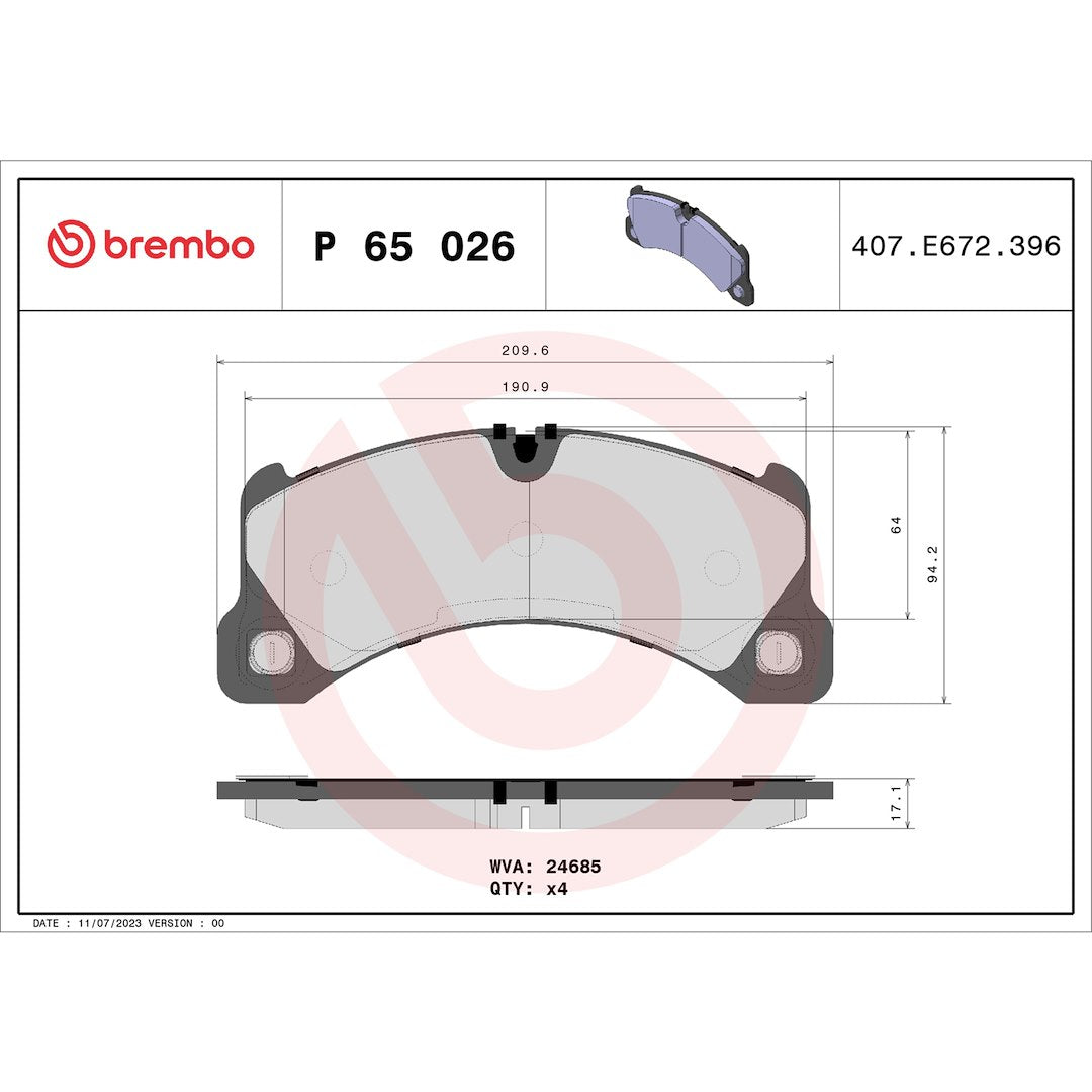 Brembo P65026 Brake Pad||||87||brmp65026||2009058