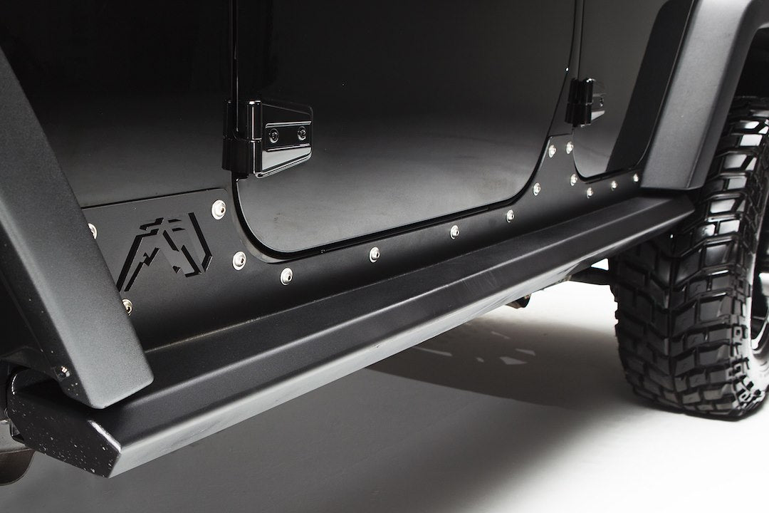 Product of Fab Fours JK07-G1250-1 Black Steel Flat Rocker Panel Guard