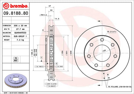 Product of Brembo 09818881C02 Vented 1 Piece Brake Rotor