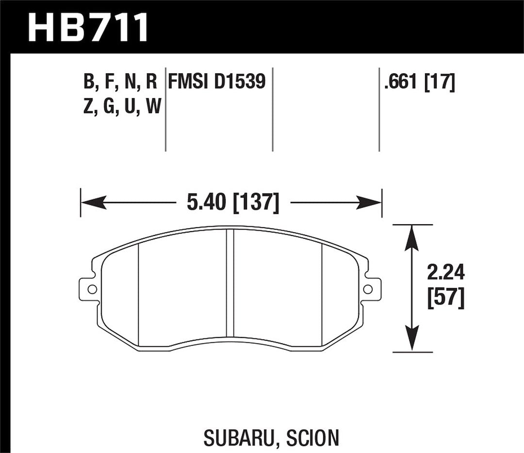 Hawk Performance Hb711n.661 Brake Pad||hb711.Jpg||86||h27hb711n661||1166310