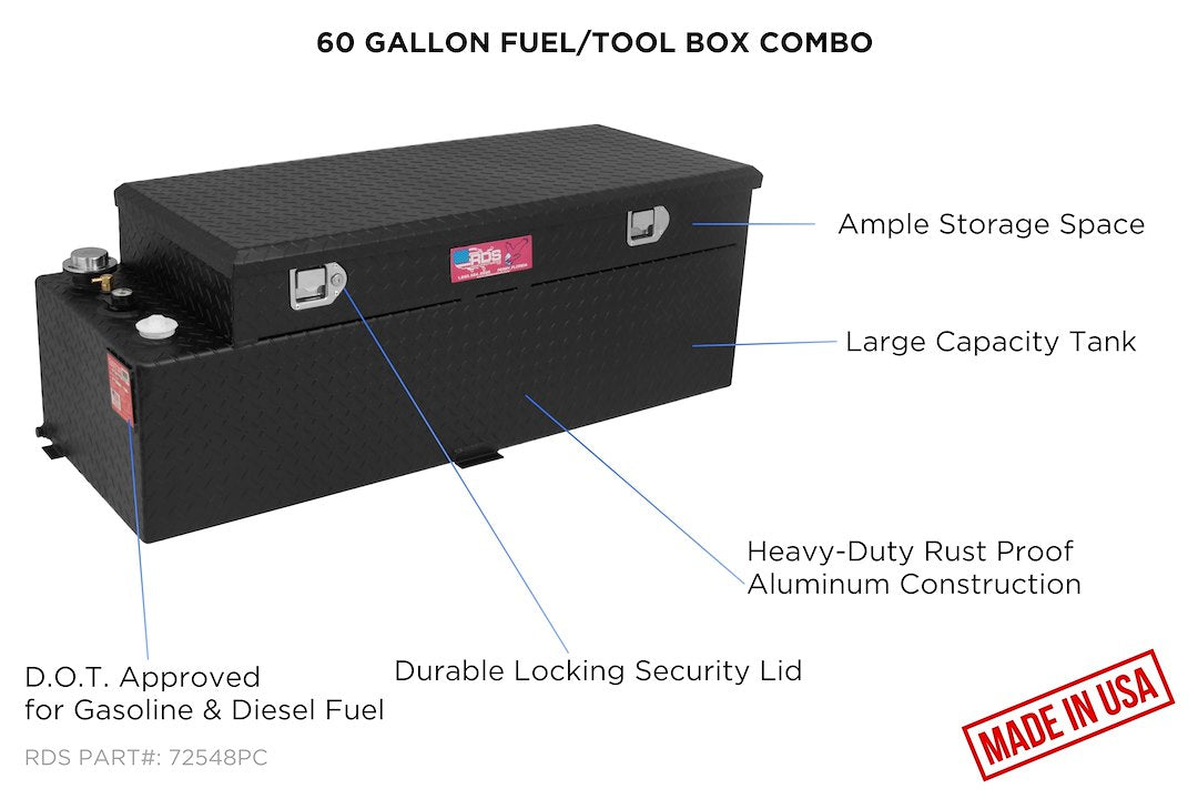 Product of RDS Tanks 72548PC Diesel/ Gasoline Liquid Transfer Tank 60 Gallon Rectangular