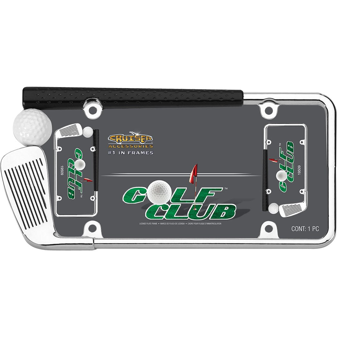Cruiser 19509 License Plate Frame||19509_P01-Golf-Club_Chrome_Painted-Inpack.Jpg||86||c3419509||1067202