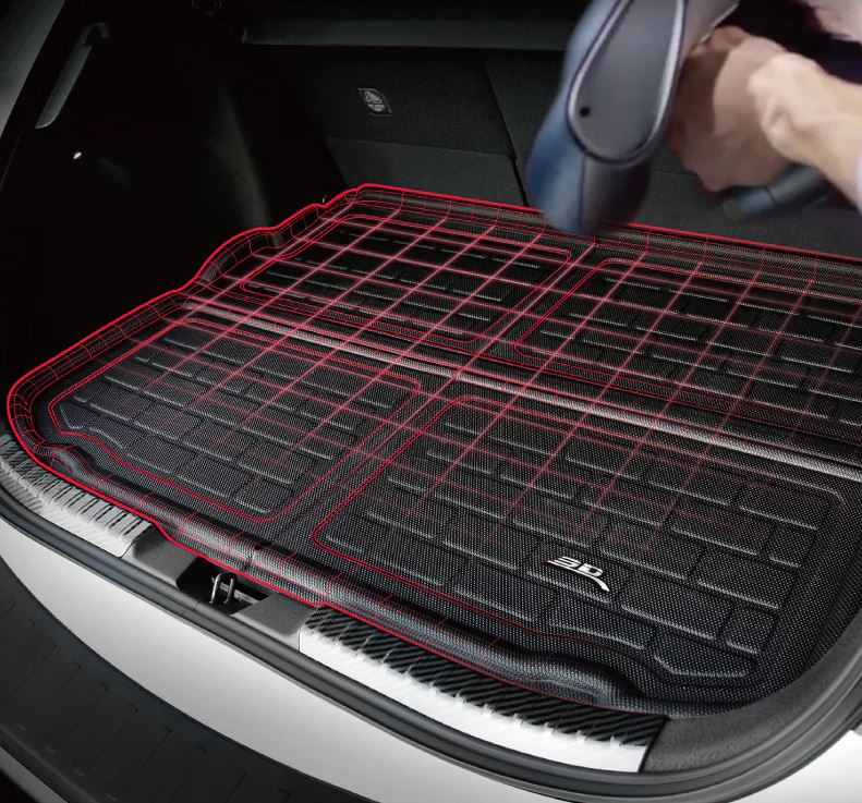 Product of 3D Mats M1CH0871309 Black Thermoplastic Rubber Of Carbon Fiber Texture To Back Of 2nd Seat Cargo Area Liner