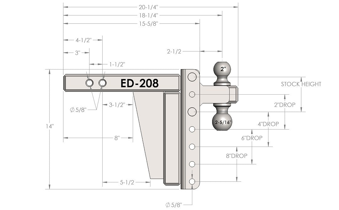 Bulletproof Hitches Ed208 Trailer Hitch Ball Mount||ed208 (2).Jpg||91||bphed208||1436131