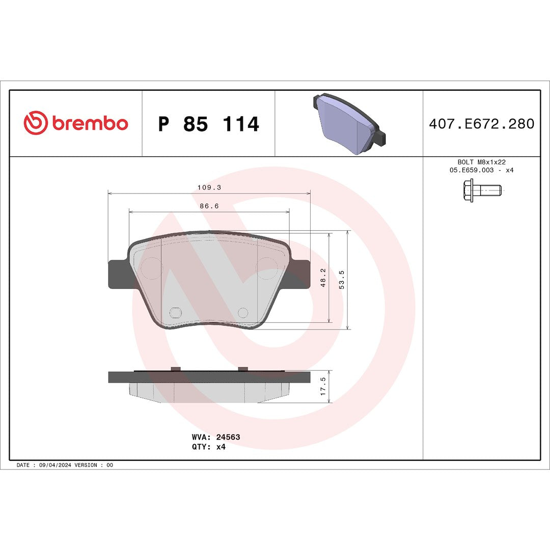 Brembo P85114 Brake Pad||p85114_Drw.Jpg||88||brmp85114||1754363