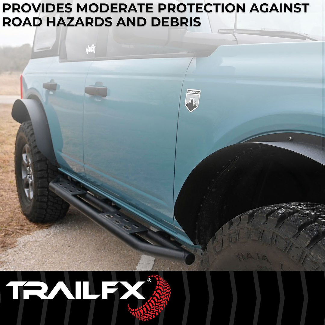 Product of TrailFX BR011T Black Steel Round Tube Rocker Panel Guard