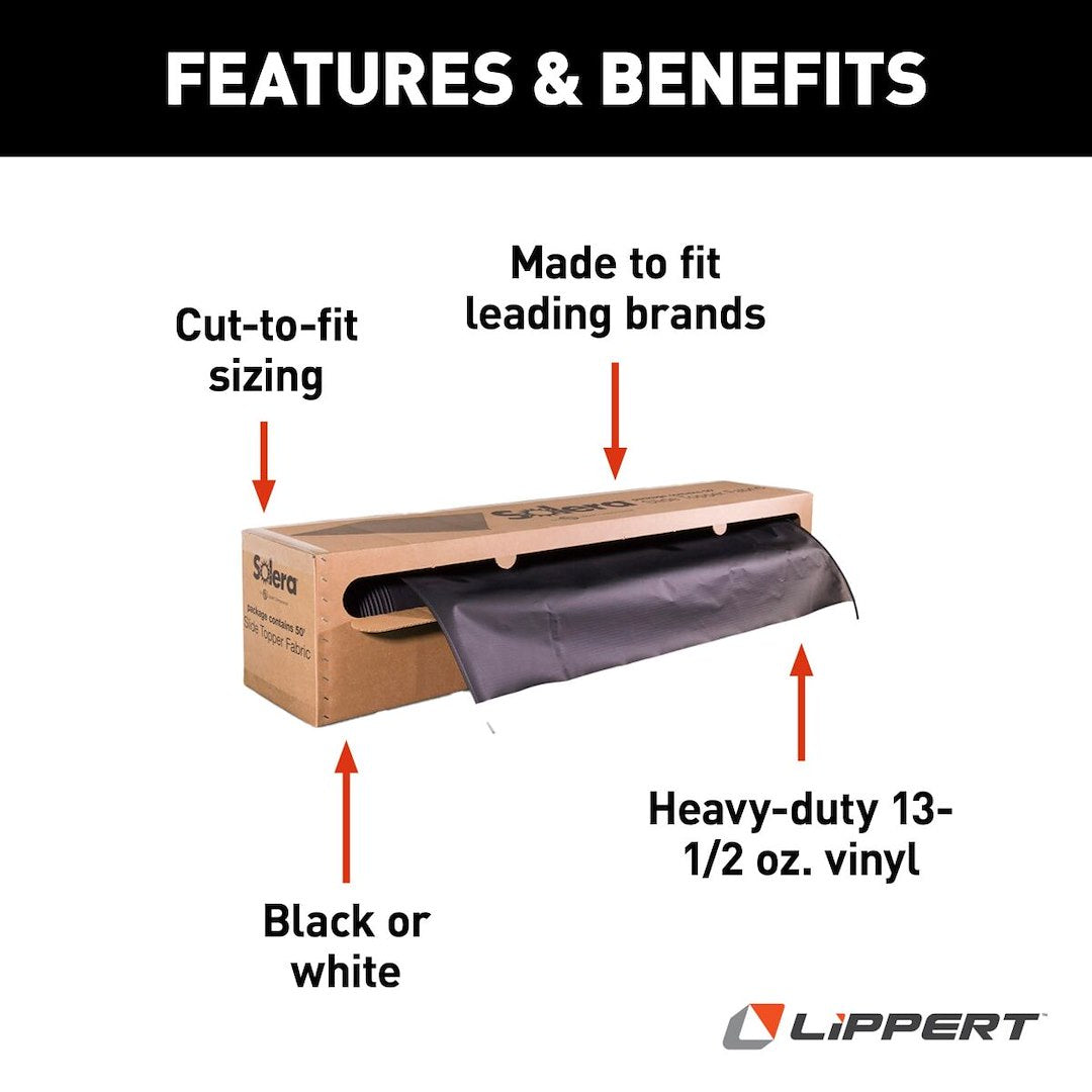 Product of Lippert Components 432253 Black/ Gray/ Silver RV Patio Anti-Scuff/ Anti-Mildew Fabric Awning Fabric