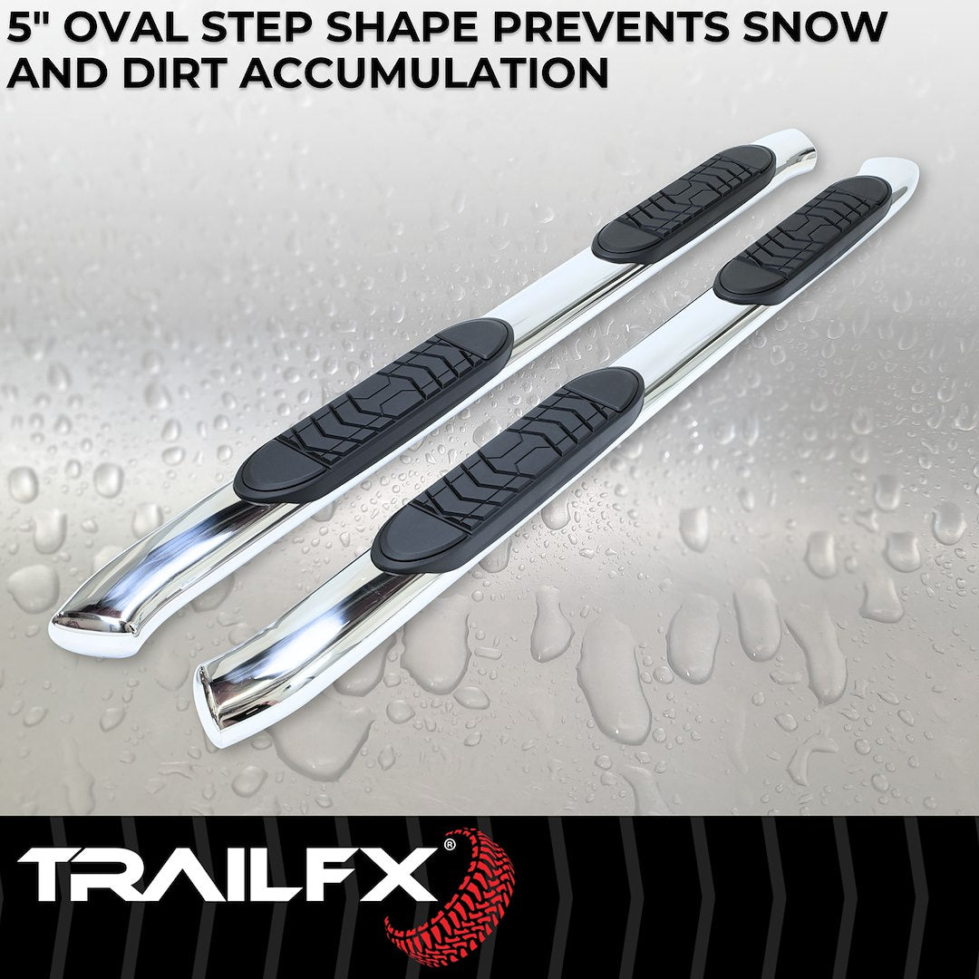Product of TrailFX A7080S TFX 5" Oval Bent Side Bars Nerf Bar With Surface Steps