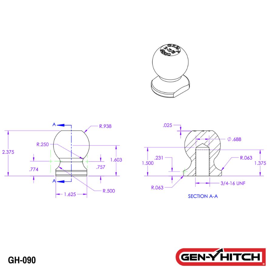 Product of Gen-Y Hitch Gh-090 Trailer Hitch Ball