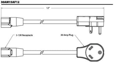 Product of Southwire Corp. 30am15af12 Power Cord Adapter
