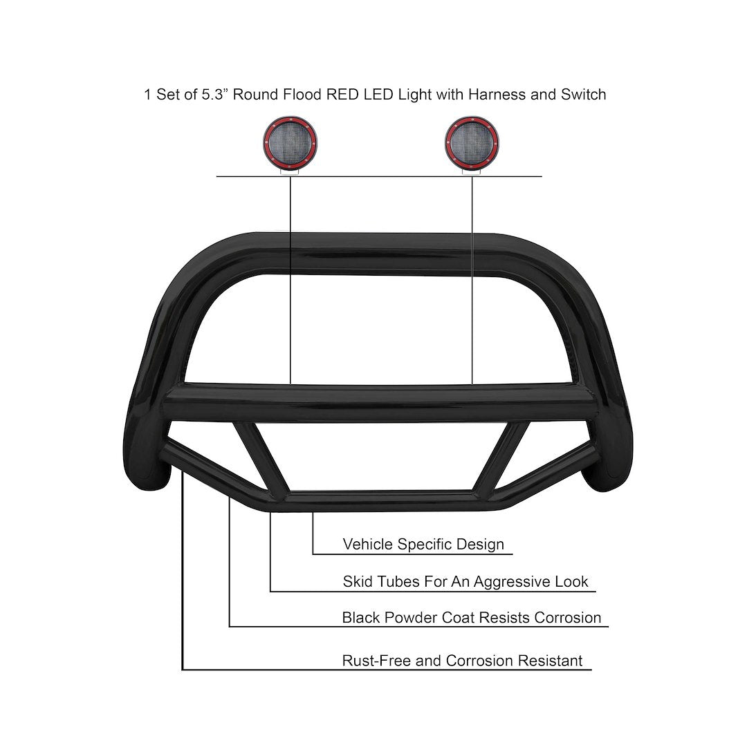 Product of Black Horse Offroad MBB-JEB9106-PLFR Bull Bar  with skid plate