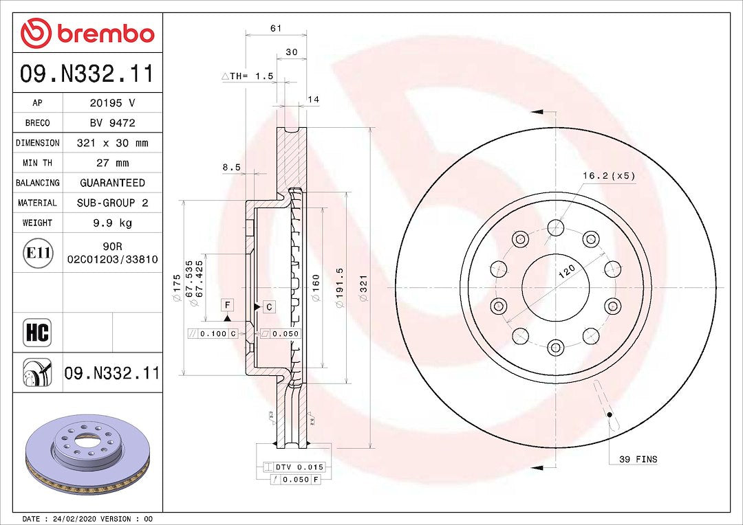 Brembo 09n33211c02 Brake Rotor||09n33211c02_4.Jpg||89||brm09n33211||1684428