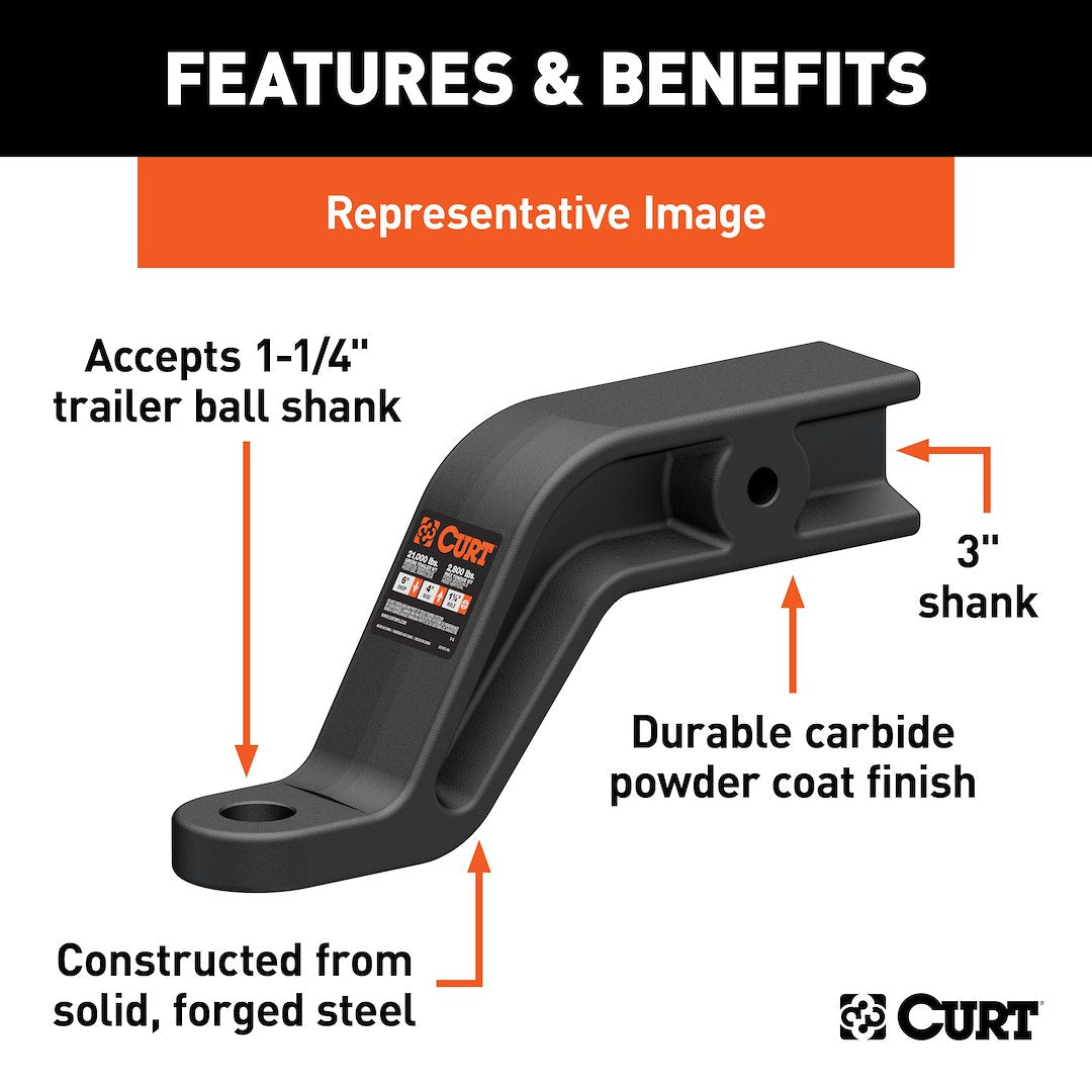 Product of CURT 45432 3 Inch Receiver Trailer Hitch Ball Mount