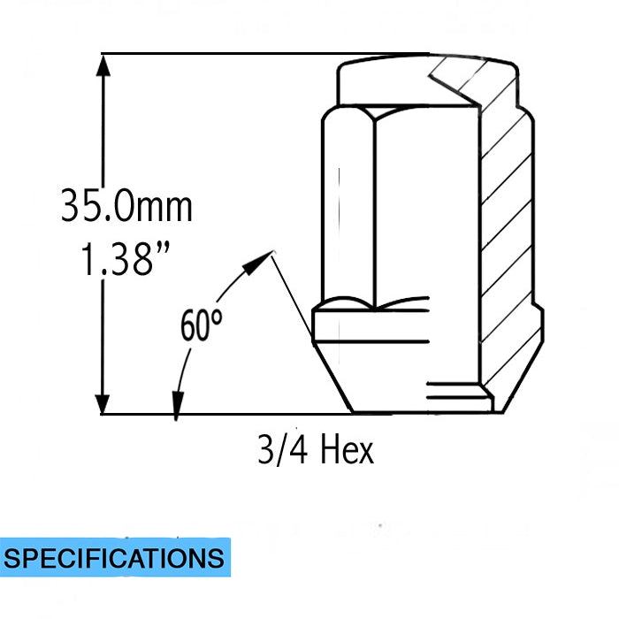 Product of Coyote Wheel Accessories 371142BL 60 Degree Conical Bulge 1/2x20 Lug Nut