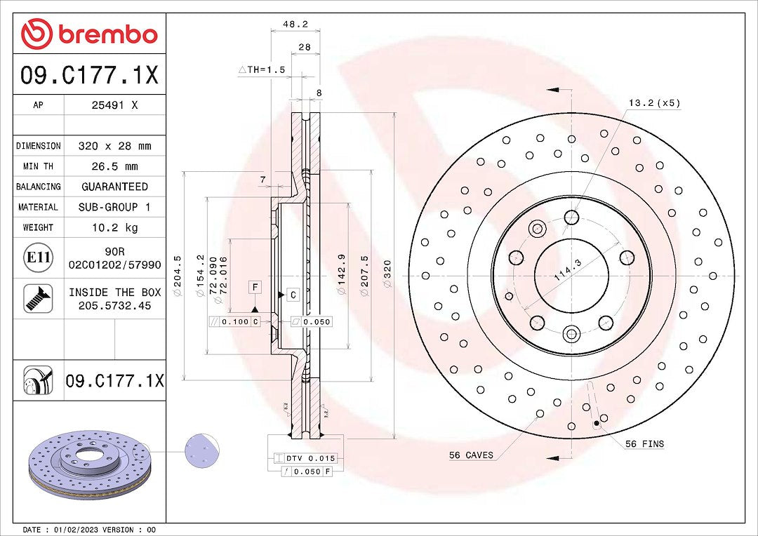 Brembo 09c1771xc02 Brake Rotor||09c1771xc02_3.Jpg||88||brm09c1771x||1684269
