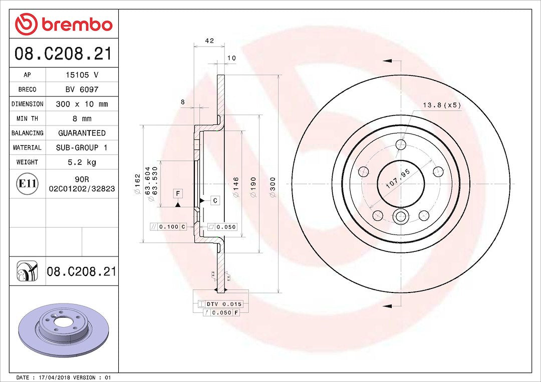Brembo 08c20821c02 Brake Rotor||08c20821c02.Jpg||85||brm08c20821||1684158