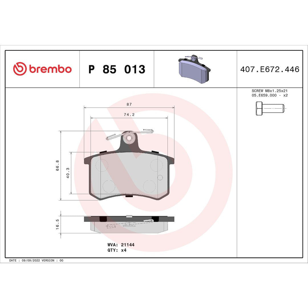 Brembo P85013 Brake Pad||p85013_Drw.Jpg||88||brmp85013||1754198
