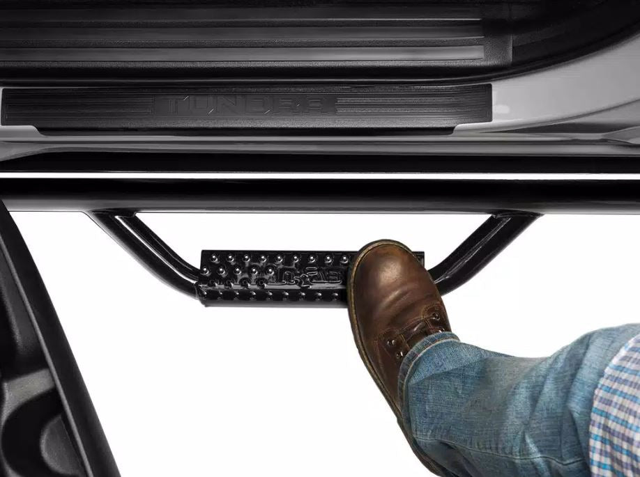 Product of N-Fab C17105CC-6 Black Gloss Textured Powder Coated Round Nerf Bar - Truck Wheel To Wheel