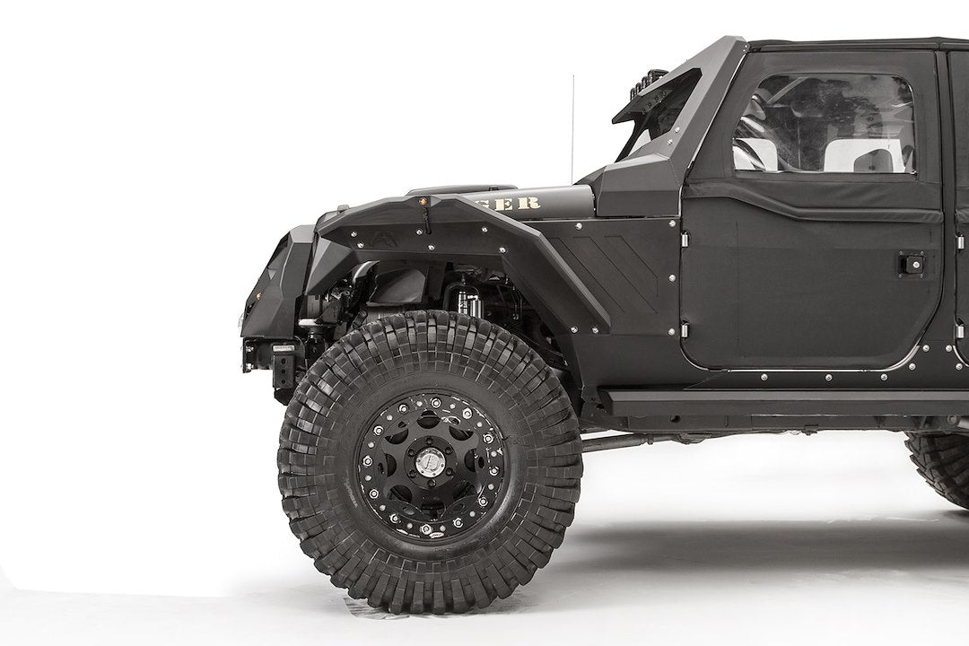 Product of Fab Fours JK1003-1 Pocket Style/ Exposed Fasteners Black Fender Flare - Set Of 2