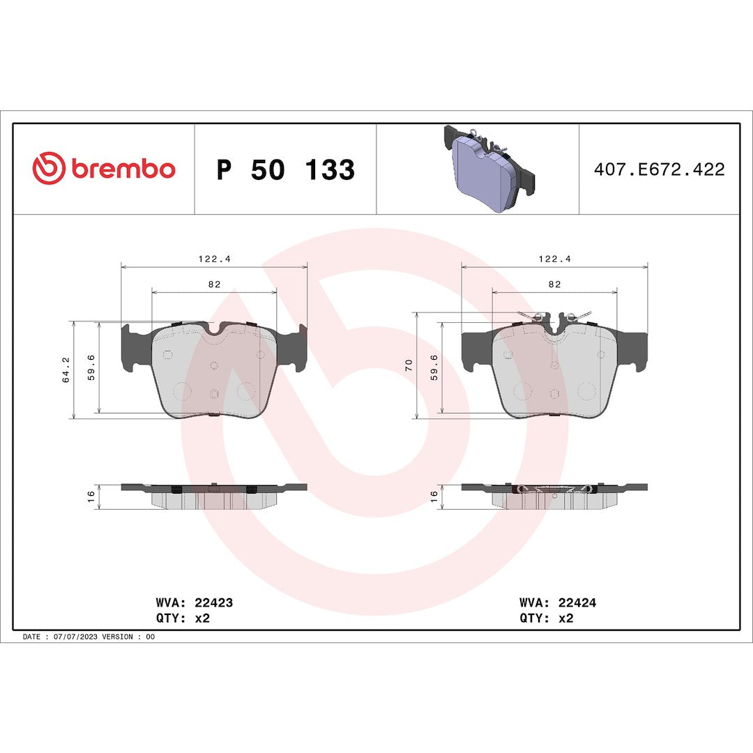 Brembo P50133 Brake Pad||p50133_Drw.Jpg||88||brmp50133||1754735