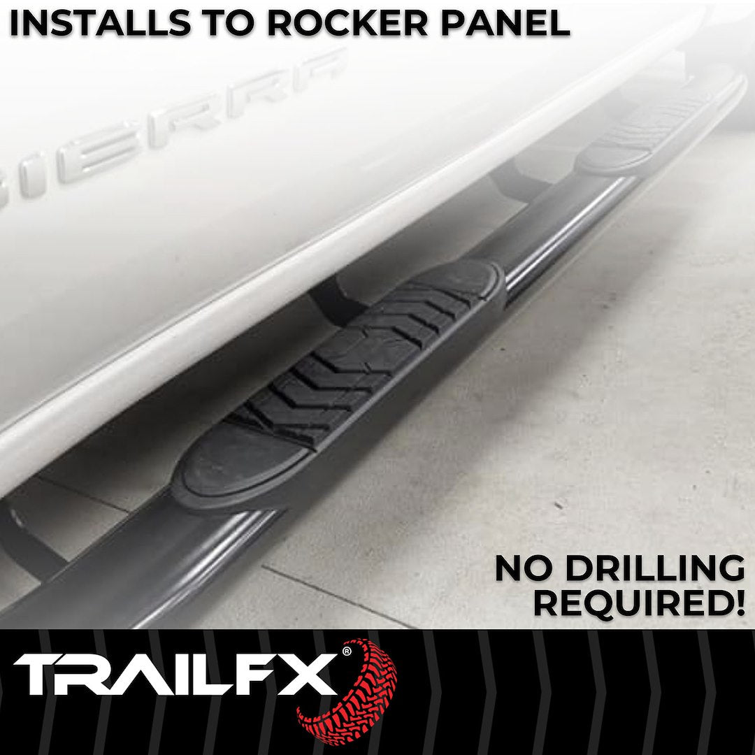 Product of TrailFX A7002B TFX 5" Oval Straight Side Bars Nerf Bar With Surface Steps
