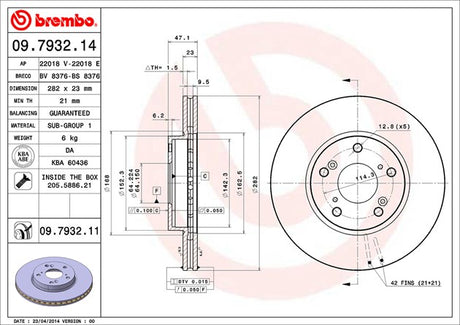 Product of Brembo 09793211C02 Vented 1 Piece Brake Rotor