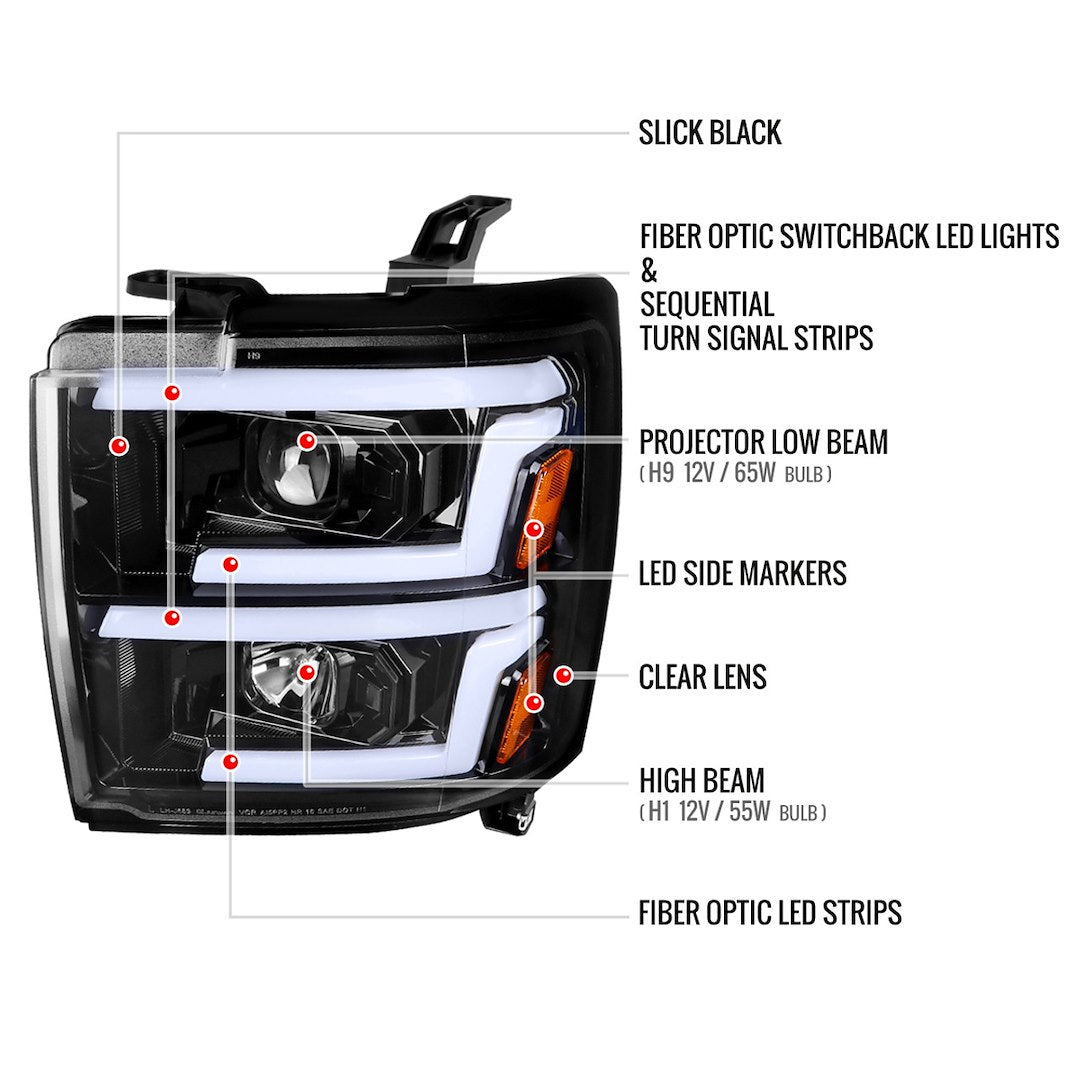 Spec-D Tuning 2lhp-Siv1525bk-Sq-Tm Headlight Assembly||||92||sdt1525bksqtm||1918762