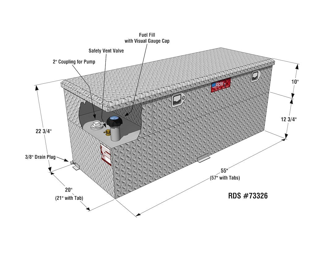 Product of RDS Tanks 73326 Diesel/ Gasoline Liquid Transfer Tank 60 Gallon Rectangular