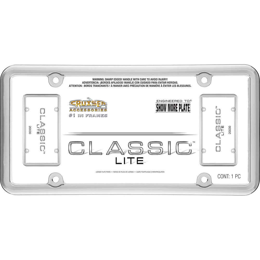 Cruiser 20030 License Plate Frame||20030_P01-Classic-Lite_Chrome-Inpack.Jpg||86||c3420030||964084