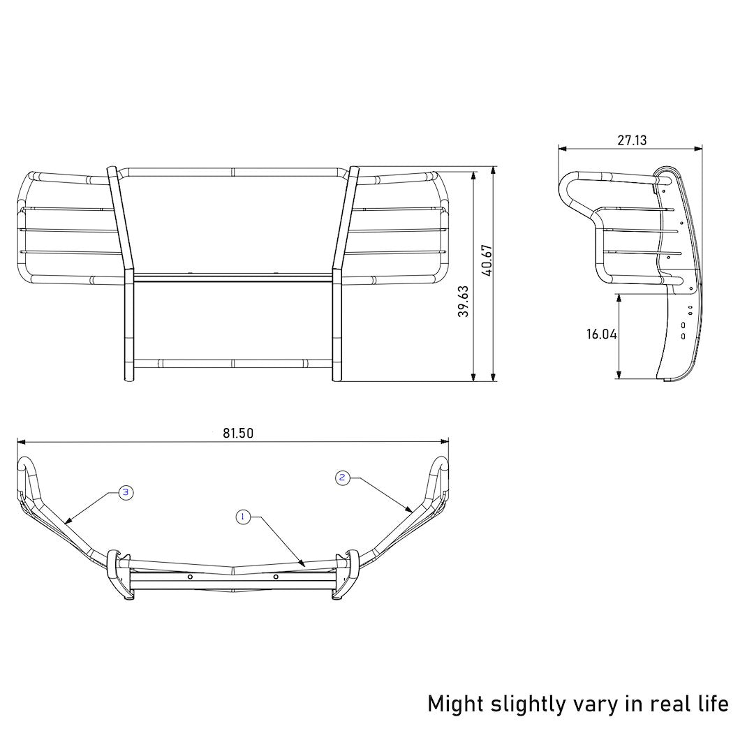Product of Black Horse Offroad 17GT30MA Grille Guard Modular Black Semi-Gloss Powder Coated