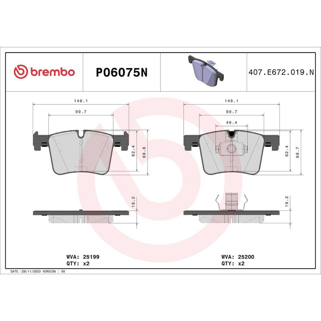 Brembo P06075n Brake Pad||p06075n_Drw.Jpg||91||brmp06075n||1752450