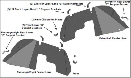 Product of Black Horse Offroad TFFJL4F Non-Exposed Fasteners Black Fender Flare - Set Of 2