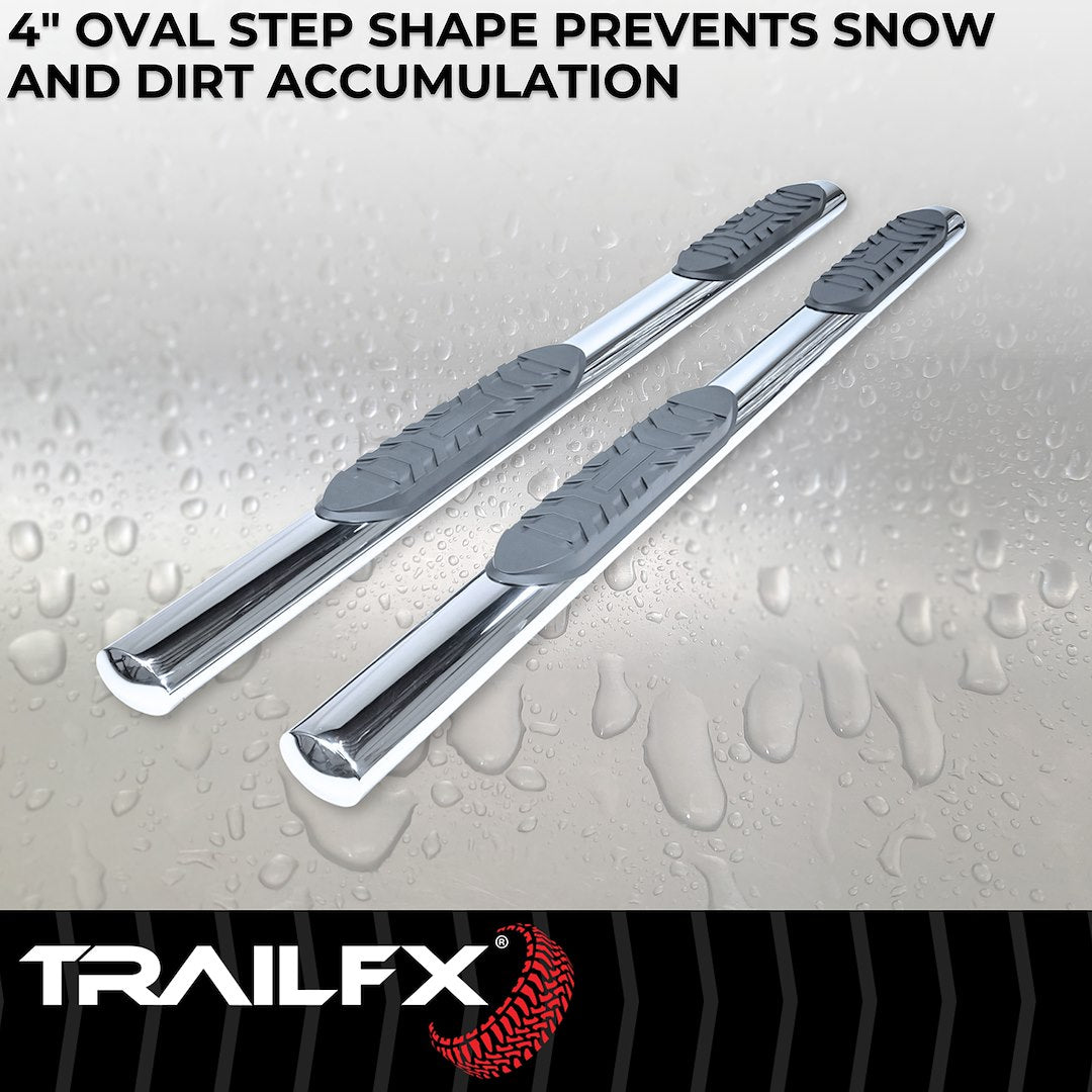 Product of TrailFX A1541S TFX 4" Oval Tube Side Steps Nerf Bar With Surface Steps