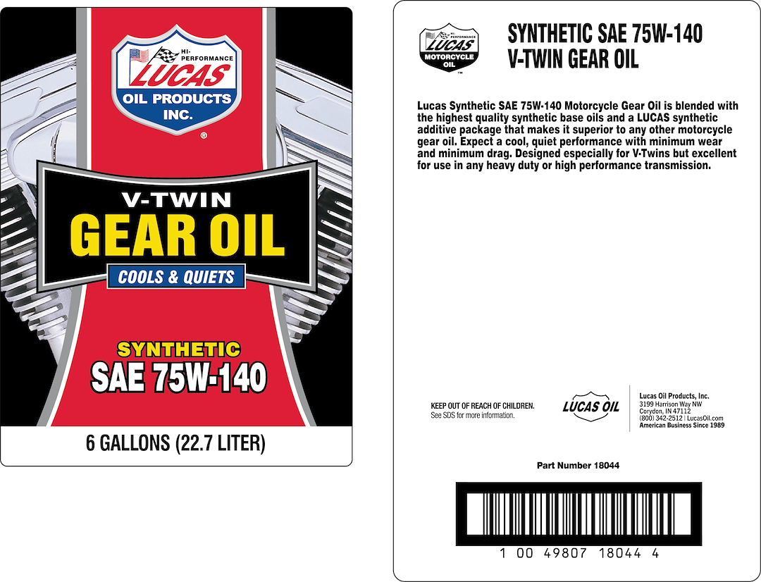 Lucas Oil 18044 Gear Oil||18044_Syn 75w140 V-Twin Gear Oil_6gal_Rev05_9-04-2025.Png||86||l4418044||2216361