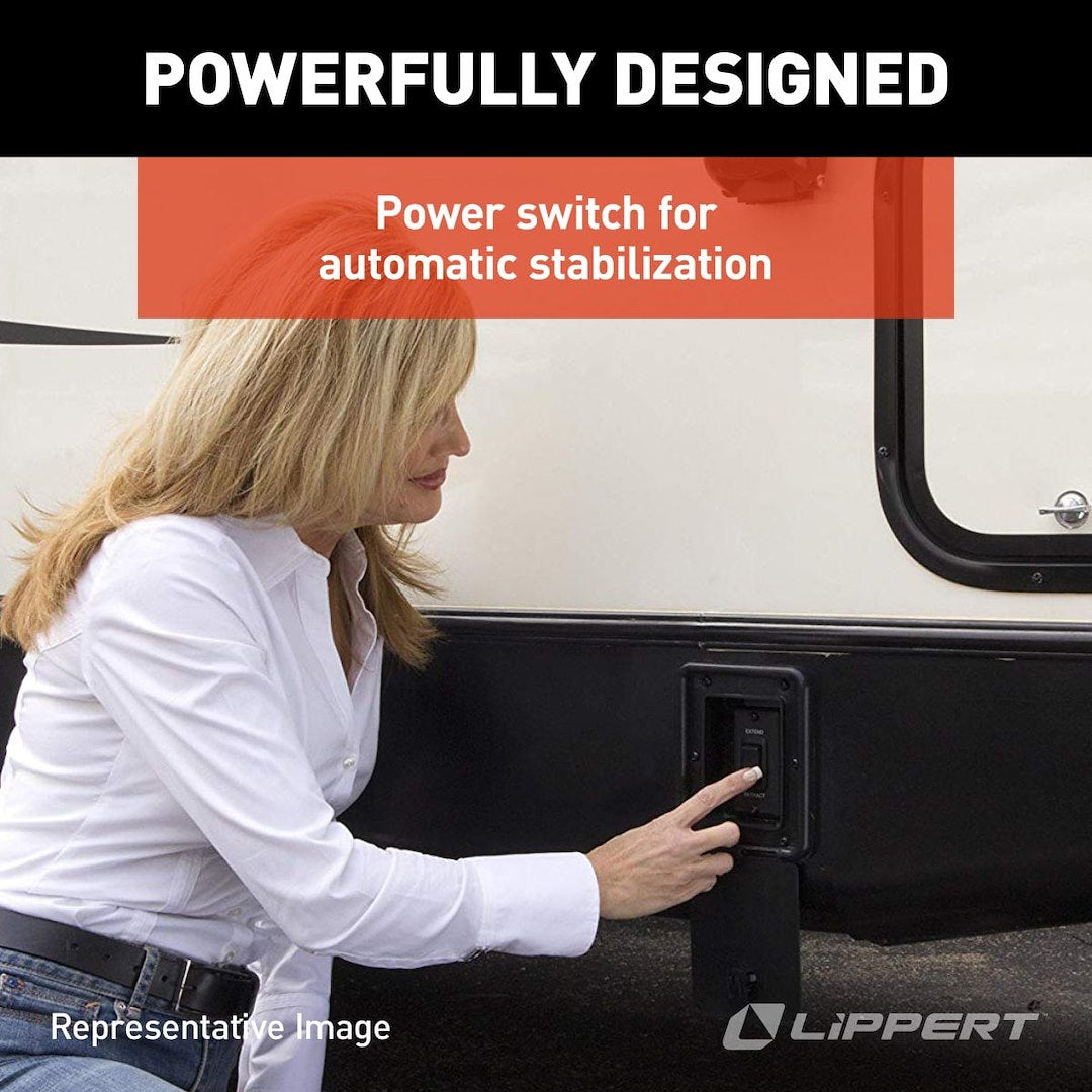 Product of Lippert Components 298707 Electric Cross Frame Stabilizer Trailer Stabilizer Jack Stand